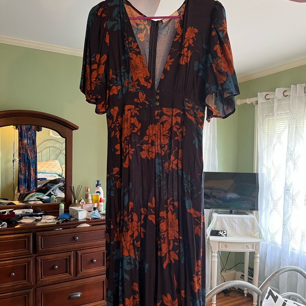Navy blue floral jumpsuit